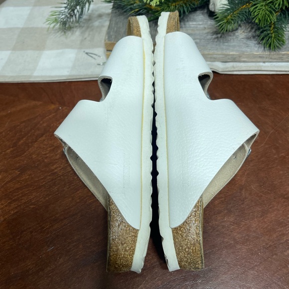 Birkenstock X  J. Crew Arizona White Leather Sandals 37 L 6 M 4 Slip On Germany - Picture 6 of 10